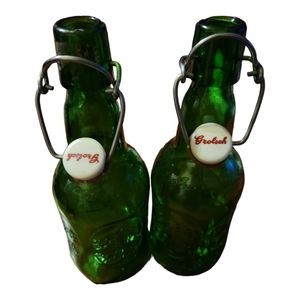 2 Vtg Grolsch Green Porcelain Swing Top Resealable Bottles Home Brewery Supply